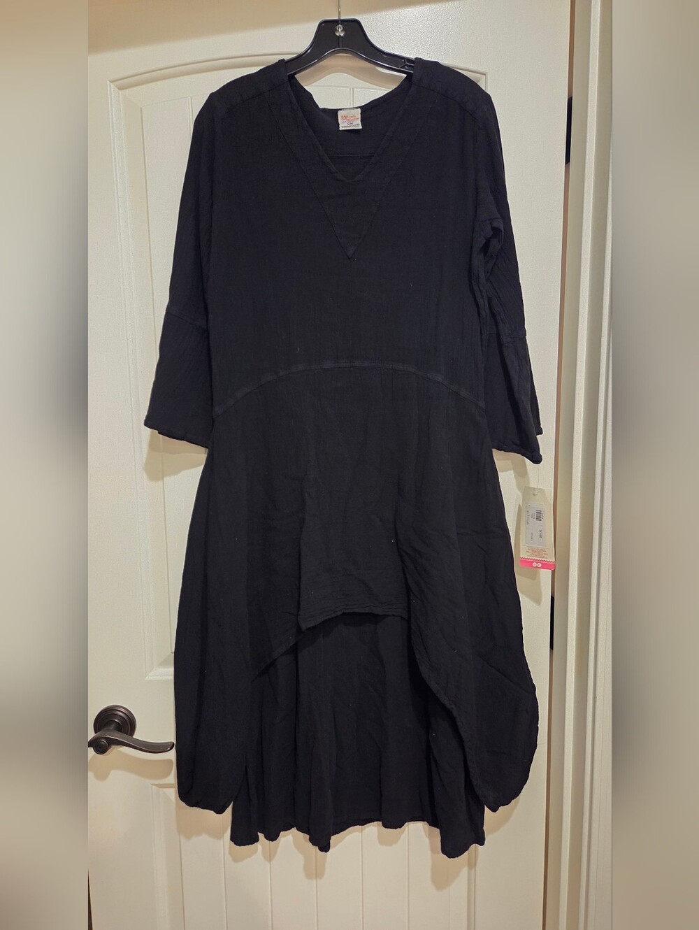 NEW WITH TAGS Manta Del Lago Black 100% Cotton Gauze Dress, Small S CH
